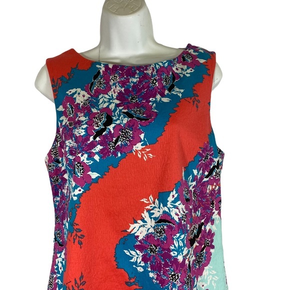 Plenty By Tracy Reese Dress Sheath‎ Pink Blue Floral Print Sleeveless Size 10 - Picture 3 of 10